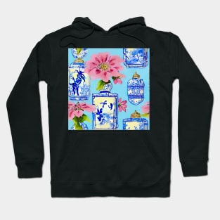 Chinoiserie jars on sky blue Hoodie